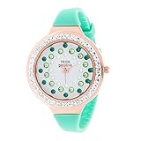 ThinkPositive® Damenuhr Modell SE W116R Star Staub Tunnel Medium Rosè Silikonarmband Analog Fashion Watch (grün)