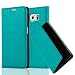 Produktbild Samsung Galaxy S6 Hülle in TÜRKIS von Cadorabo - Handyhülle mit unsichtbarem Magnetverschluss Standfunktion und Kartenfach Case Cover Schutzhülle Etui Tasche Book Klapp Style in PETROL TÜRKIS