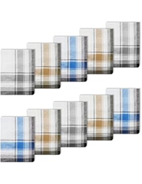 10 FARBIGE HERREN TASCHENTÜCHER + STOFFTASCHENTÜCHER + 100% BAUMWOLLE + MODELL 1