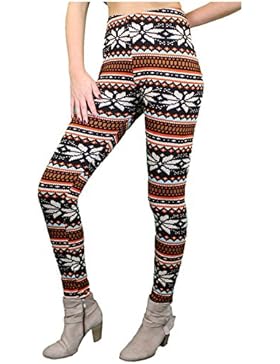 Fleece Leggings Damen | Warme Leggins mit Muster | Ideal für Winter & Freizeit - Norweger Winterleggings - Warm...