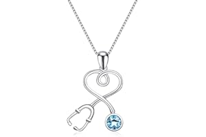 AOBOCO Collana Donna Argento 925 con Cristalli Ciondolo a Forma di Stetoscopio Gioielli Regali per Medico Infermiera Studenti di Medicina e per Lei Anniversario