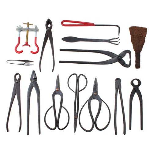 Bonsai Werkzeugset, 14-Teiliges Set Garten Bonsai Werkzeug Carbon Steel Master Professional Scher- Bürsten Mit Rollen Drähte Nylon-Etui Multi-Funktions-Outdoor-Schanzzeug Für Wandern Camping Garten Scheren-Set Werkzeug Kit