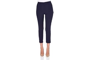 Roman Originals Capri Trousers for Women UK Cropped Pants with Pockets Ladies 3/4 Length Bengaline Stretch Legging Crop Pull On Tregging Elasticated Waist Work Office Slim