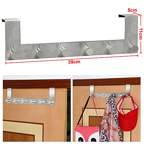 Yahee Türgarderobe Türhakenleiste Garderobenleiste Kleiderhaken Handtuchhaken mit 6 Haken 39cm x11cm x 5cm - 2