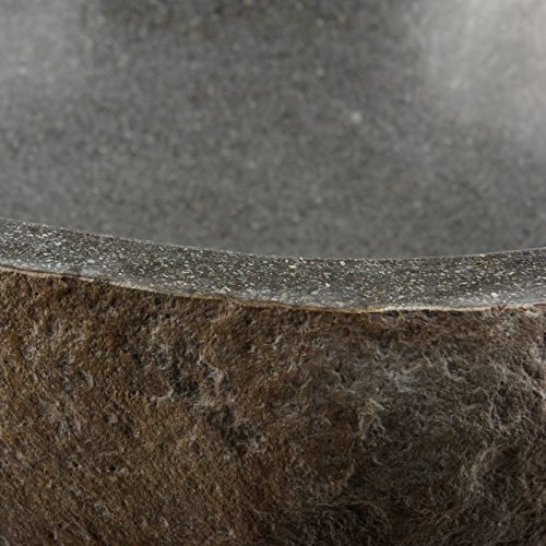 DIVERO Aufsatzwaschbecken Naturstein Handwaschbecken Neapel max. 30 kg Andesit Findling grau sand poliert Durchmesser ca. 29-50cm - 5