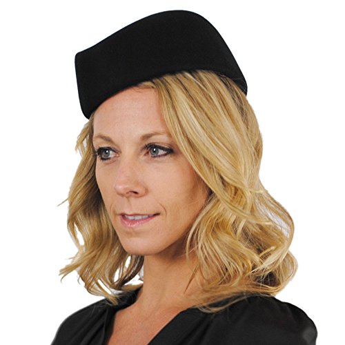 sur la tête Stewardess Pillbox Hat - Black 1-Size