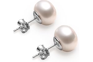 VIKI LYNN Boucles d'Oreilles en Perles Naturelles d'Eau Douce pour Femme Bijoux en Argent 925 Clous Raffinés Idée Cadeau Anniversaire ou Noël