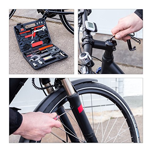 Relaxdays Fahrrad-Werkzeugkoffer HBT 25,5 x 33 x 7 cm 37-teiliges Werkzeugset im praktischen Tragekoffer universelles Fahrradwerkzeug zur Fahrradreparatur zu Hause, schwarz - 2