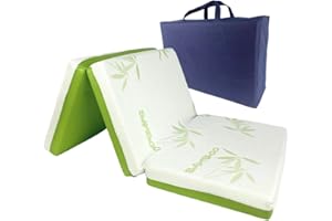 IDELIO Materassino Lettino da Campeggio o Viaggio per Bambini Pieghevole in Bamboo BIO cm 60x120 H6 con Borsa, Antisoffoco Certificato EN16890:2017 Struttura Poliuretano con Fori, CertiPUR™ OEKO-TEX®