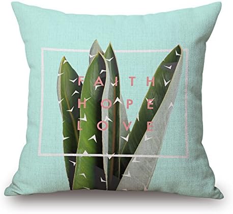 RFVBNM Fashion Africa Tropical Plant Cushion Covers Cactus Pillowcase Seat Decor Car/Chair/Office Sofa Pillow Covers 45x45cm,Faith love hope