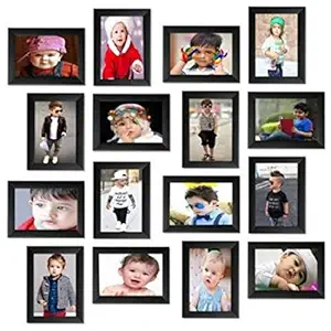 Moms Creations Prime Collage Photo Frames (Set of 16, Wall Hanging),Black (Black)