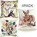 Produktbild 4 Stück Ostern Kissenbezug Dekorative Wurf Kissenbezug Baumwolle Leinen Kissenbezug mit Bunny Muster für Fröhliche Ostern Haus Dekoration Party Supplies, 18 x 18 Zoll (Stil Set 2)