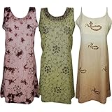 Womens Shift Dress Embroidered Boho Summer Gypsy Sundress L