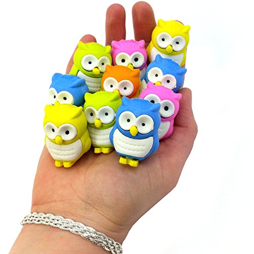 German Trendseller® – 12 x Eulen Radierer für Kinder ┃ Kindergeburtstag ┃ Mitgebsel ┃ 12 Stück - 2