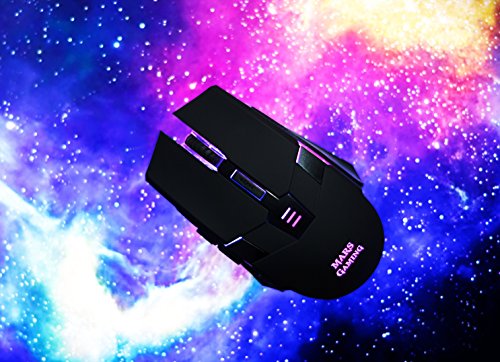 Mars Gaming MM116 - Rat  n Gaming para PC  3200 dpi  Sensor   ptico Profesional  iluminaci  n 7 Colores RGB Flow  6 Botones Gaming  ambidiestro  ergon  mico  Conector USB   Color Negro