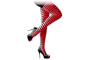 Acan Tradineur - Pantis con rayas negras y rojas, 90% poliéster y 10% licra, complemento para disfraces, carnaval, Halloween, cosplay, fiestas (Adulto - 165/180 cm)