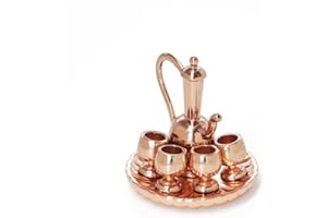 Odoria Escala 1/12 Miniaturas Taza de Café con Tetera y Bandeja Accesorios Casa de Muñecas, Bronce