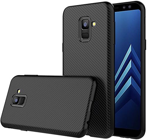 Xiu7 Samsung Galaxy A8 plus 2018 Case, [Carbon Fiber Texture] Ultra Slim Protective Back Case Cover for Samsung Galaxy A8 plus 2018 [Drop Protection] [Anti Slip] [Scratch Resistant]-Black