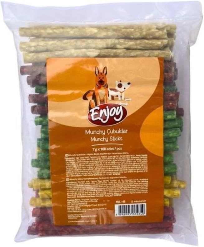 Enjoy Munchy Burgu Çubuklar Köpek Kemiği 700 Gram (7 Gram x 100 Adet)