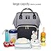 HEYI Diaper Bag Backpack Travel Large Spacious Tote Shoulder Bag Organizer (Gray-Black)