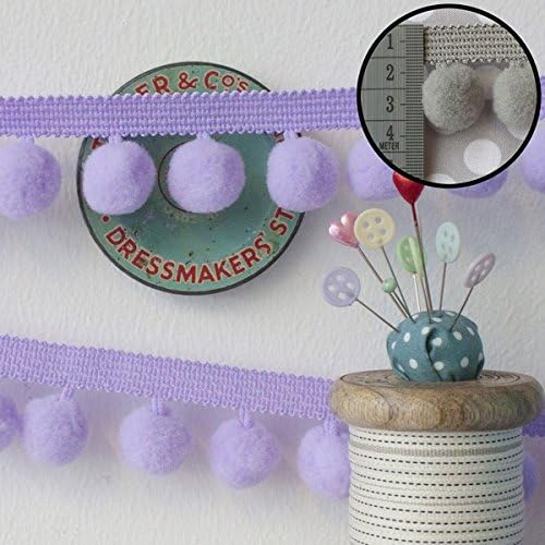 Jumbo Pom Pom Trim Lilac Purple (Per Metre)