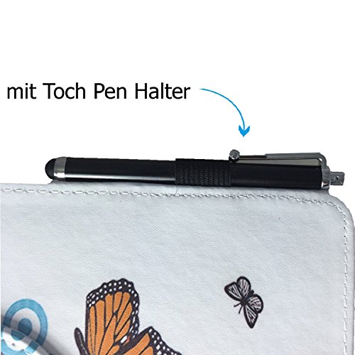 Archos 101b Oxygen – 10.1 Zoll Drehbare Tablet Schutztasche mit Standfunktion + Touch Pen – 10.1 Zoll Schmetterling 360° - 7