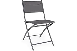 Yellowshop. - Arredo giardino Set 4 sedie pieghevole in acciaio modello Martinez Antracite o Grigio chiaro (Antracite)