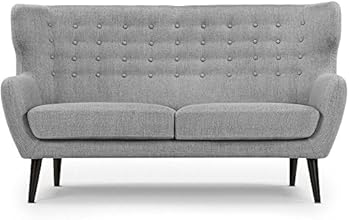 Menzzo l433 Contemporain Depalma Canap&eacute; Scandinave 3 Places Bois/Tissu Gris 90 x 197 x 105 cm