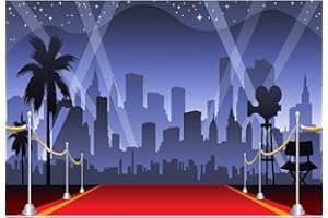 YongFoto Winylowe tło fotograficzne 2,2 x 1,5 m, czerwony dywan Hollywood, tło do fotografii, do sesji zdjęciowych, portretów, na imprezę, dla dzieci, na wesele, do studia fotograficznego, rekwizyty