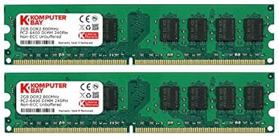 Komputerbay 4GB 2X2GB DDR2 800MHz PC2-6300 PC2-6400 (240 PIN) DIMM Desktop-Speicher