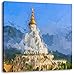 Produktbild große Buddha-Skulptur in Thailand Kunst Pinsel Effekt, Format: 70x70 auf Leinwand, XXL riesige Bilder fertig gerahmt mit Keilrahmen, Kunstdruck auf Wandbild mit Rahmen, günstiger als Gemälde oder Ölbild, kein Poster oder Plakat