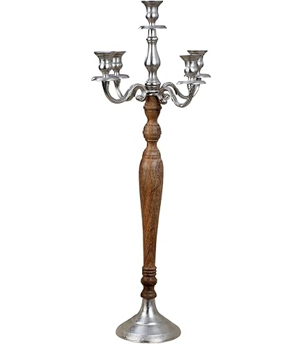 Candelabro A 5 Luci Col. Oro H. 40 Cm In Acciaio