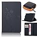 Produktbild Samsung Galaxy Tab 4 10.1 Hülle Case,Samsung Galaxy Tab 4 10.1 Leather Wallet Case,Pershoo Schwarz Malen mit Schmetterling Muster PU Leather Case Flip Cover in Book Style Wallet Stand Card Slot Protective Case für Samsung Galaxy Tab 4 (10.1 Zoll) SM-T530 with 1 x Earphone Storage Box-Schwarz