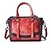 Produktbild Yahuyaka Damen-Geldbeutel-Schulter-Beutel-Taschen-Beutel-Oberseiten-Griff-Schultasche, Weinlese-Leder-Handtaschen für Frauen (Color : A-Red)