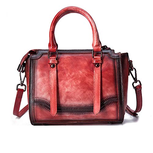 Preisvergleich Produktbild Yahuyaka Damen-Geldbeutel-Schulter-Beutel-Tasc... Weinlese-Leder-Handtaschen für Frauen (Color : A-Red)