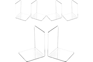 VMUTGA 6 Piezas Juego de Sujetalibros Acrílico Transparente, Sujeta Libros Estanteria, Organizador Libros Adecuado para la Escritorio, Dormitorio, Oficina, Escuela, Biblioteca