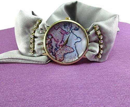 Wrist wrapped silk bracelet watch for women World map fashion jewelry Girlfriend Christmas gift
