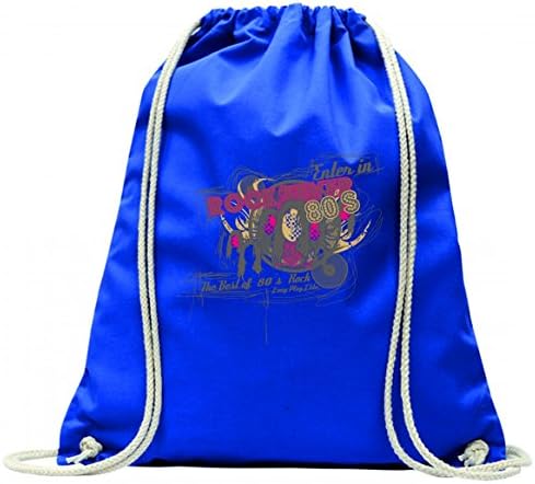 'Gym bag "Enter in Rock Fever 80s Thebest of 80' S Rock Long Play Ltda. Music Rock N Roll Rocker Bike Car Travel Palm Trees 80er 90er with Drawstring – 100% Cotton Gym Bag Backpack Sports Bag, blue