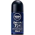 NIVEA MEN DEEP Roll-on deodorant 6 x 50 ml, Men's deodorant with anti-bacterial formula with activated carbon, Anti-breathable deodorant for 48 h intense freshness