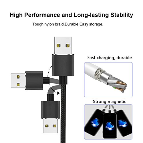 Magn  tique C  ble USB Lightning   USB C  Type C   Micro Charge Ultime Rapide   NO Synchro - 3 en 1 Nylon Tress   C  ble Chargeur en Aluminium pour iPhone  Samsung   Sauf S9     Nexus  Oneplus  Sony  Huawei  Nokia  New MacBook  ChromeBook Pixel  Nintendo Switch et d   autres appareils compatibles USB  1M noir 