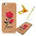 Produktbild iPhone 6S Plus Hülle Ultra Dünn Thin Hart Rückseite Case,iPhone 6 Plus Kratzfest Schutztasche Handyhülle Cover,Herzzer Einzigartig Nett Retro Vintage [Handgemachte Stickerei Gelbe Rose] Blume Geprägt Leicht Etui Schutzhülle Tasche Case Cover Shell für iPhone 6 Plus/6S Plus 5.5 Zoll + 1 x Frei Gelb Handy Halterung Ständer + 1 x Frei Gelb Touch Pen Stift Stylus