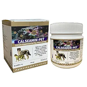 Calseamin Pet Advanced Marine Calcium Formula for Dogs and Cats with Vitamins & Trace Minerals derived from fossilized red Algae of Marine Origin 150 gm