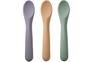Vital Baby Nourish Silicone Spoons - Super Soft Silicone | Comfy and Convenient for Weaning | Baby's First Tastes | Easy Grip Handles | Hygienic Design | BPA-Free - Pastel Colours - Pack of 3