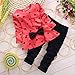 Produktbild Swallowuk Baby Kinder Mädchen Outfits Kleidung mit Bowknot Heart Prinzessin Langarmshirt +Navy Hosen Bekleidungsset Outfits (80cm, Rot)