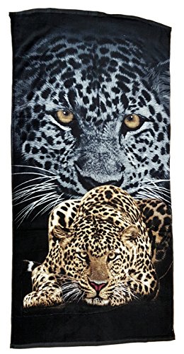 Strandtuch 70x140cm, Handtuch Motiv Leopard Gepard, Badetuch 100% Baumwolle Microfaser