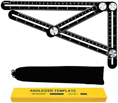 Multi Angle Measuring Ruler Premium Aluminum Alloy by Annstory Premium Aluminum Alloy Easy Angle Ruler Template Tool with Unique Line Level for DIY, Carpenters, Craftsmen Sturdy & Durable (Black)