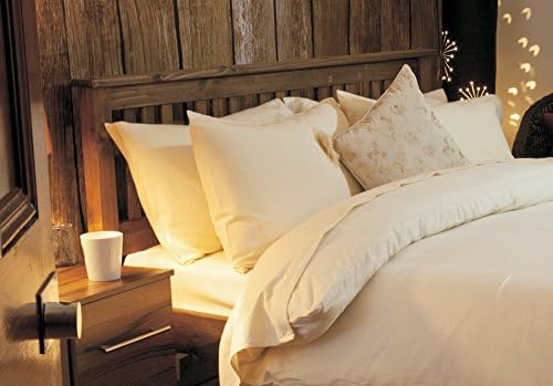 elinens 100% Brushed Cotton Sheet Set - 1 x 12 Inch Fitted Sheet + 1 x Flat Sheet + 2 x Pillowcases - Flannelette Bed Linen (Double, Cream)