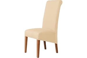 Kozuoan XL Size Chair Covers for Dining Chairs, soft and elastic spandex dining chair covers,Pdetachable and washable, Beige, Pack of 6