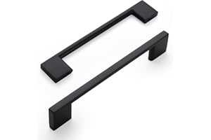 Amerdeco 10 Stück Möbelgriffe Schwarz, 128mm Lochabstand, Aluminiumlegierung Schubladengriffe & Schrankgriffe für Küchenschränke & Kleiderschränke UK0035