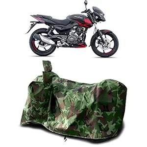 WOBIT Covers 100% Pure Polyester - Two Wheeler Body Cover Compatible with Bajaj Pulsar 150 New BS6 Bike Cover -Water Rasistant (Green Multijungle)